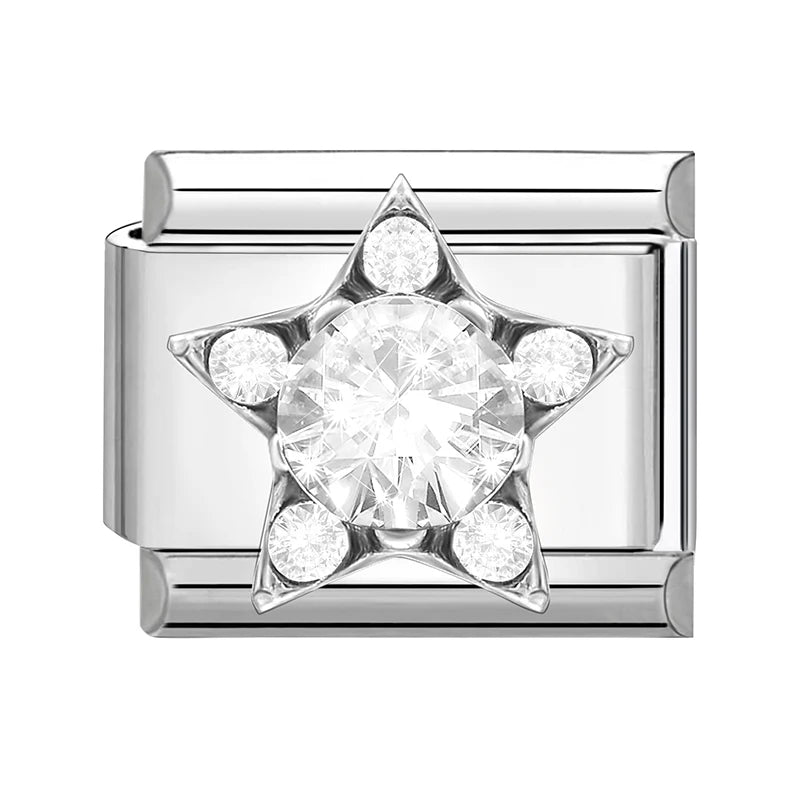 2025 Original Zircon Bow Knot Star Cherry Italian Charm | Stainless Steel 9mm Links DIY Modular Bracelet Jewelry Wholesale