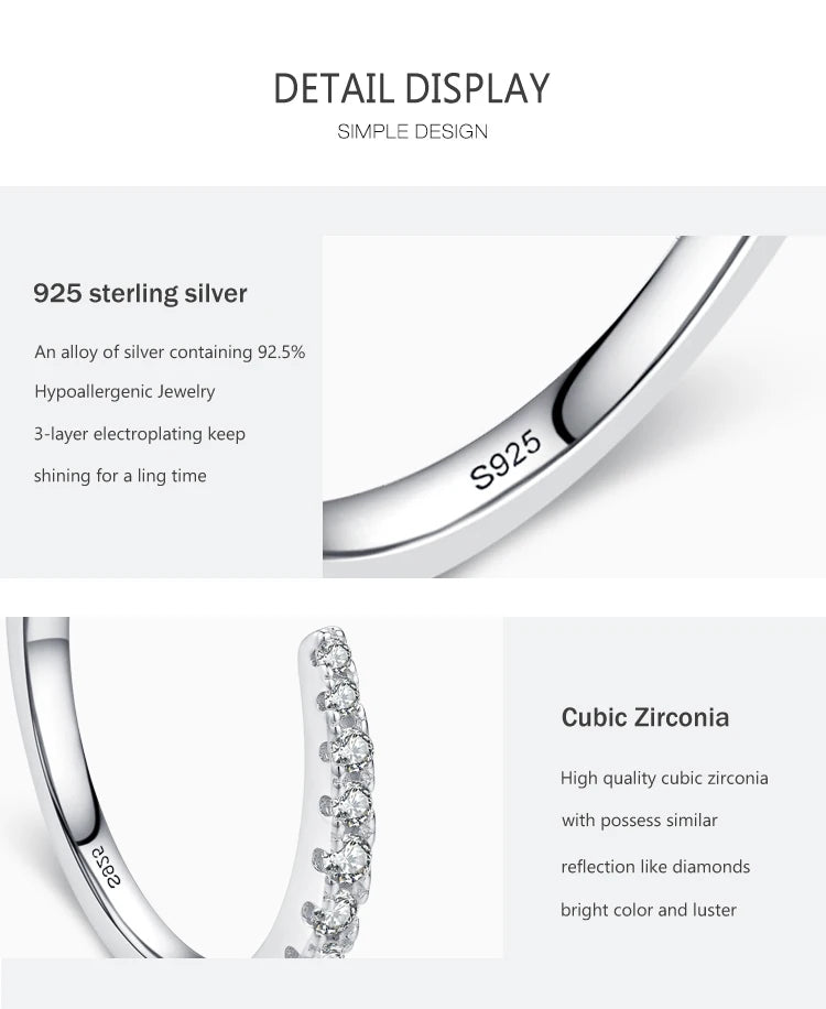 Ailmay 925 Sterling Silver Open Ring 💍 Sparkling CZ Adjustable Index Finger Ring for Women | Elegant Wedding & Engagement Jewelry