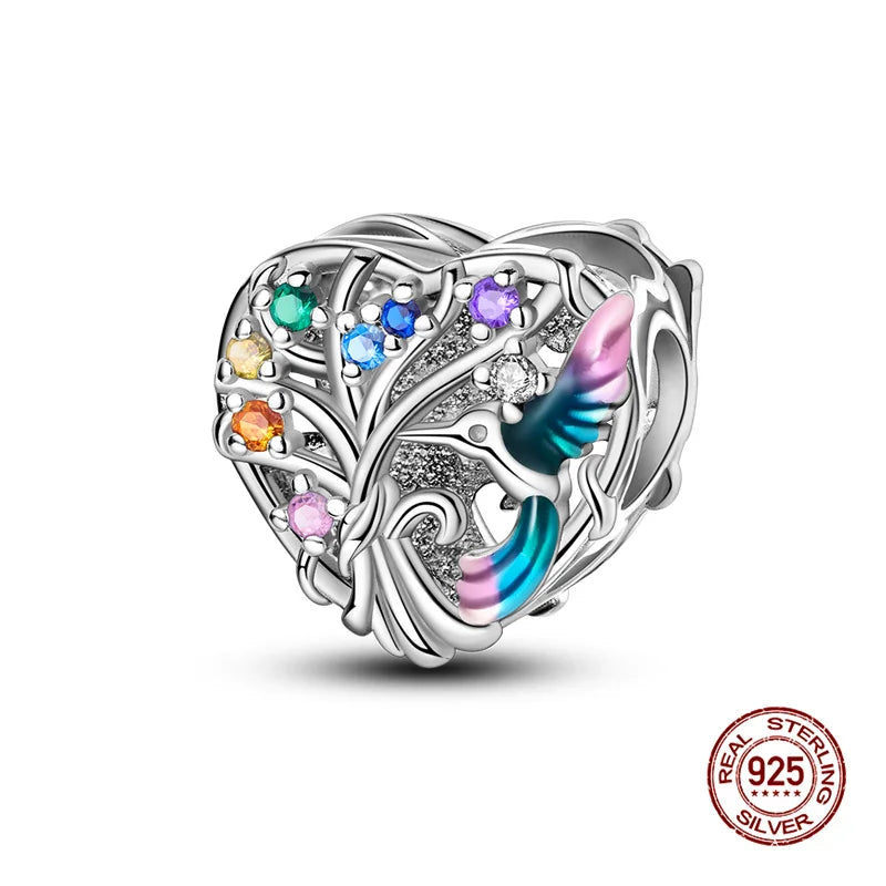 Original 925 Silver Colorful Heart Charm Beads | Fit 3mm Bracelets & Necklaces, Women’s DIY Fine Jewelry Gift