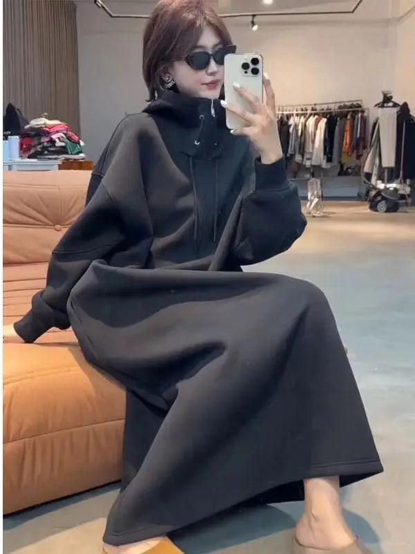 plus Size Materni Dr Sweatirt Dr Autumn Winter Straight Cut Long Dr Women's Lazy Sle 300 Pou Fat MM