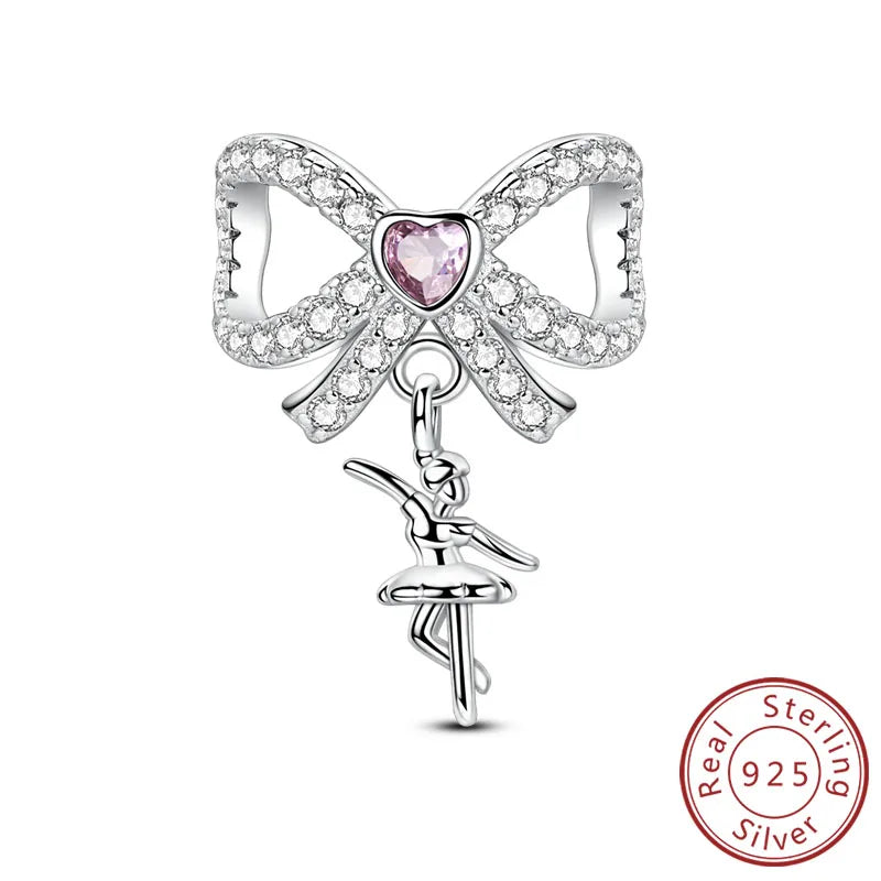 925 Sterling Silver Ballet Shoes & Perfume Bottle Charms | Bow Beads Fit Original Bracelet Pendant DIY Fine Jewelry for Women
