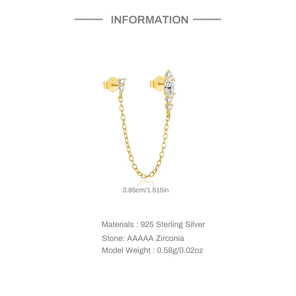 CANNER 925 Sterling Silver Horse Eye Tassel Zircon Drop Earrings – Minimalist Geometric Jewelry for Women