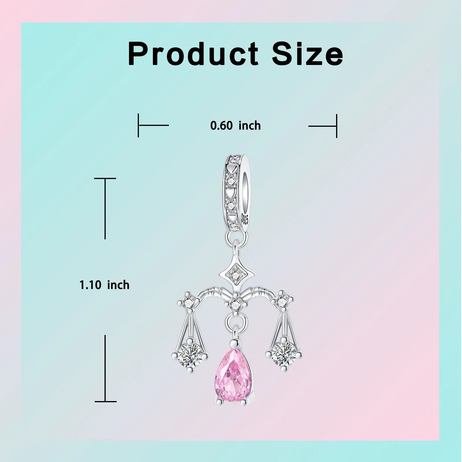 925 Sterling Silver Birthstone Love Pendant Charm | January–December Zircon Bead for Bracelet & Necklace DIY Jewelry Gift