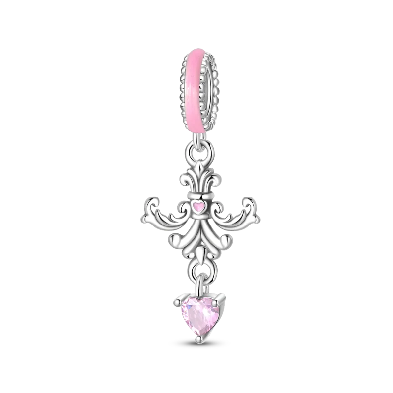 925 Silver Plated Magic Mirror Princess Angel Pink Charm Beads | Fits Original Pan 925 Bracelet | Exquisite DIY Jewelry