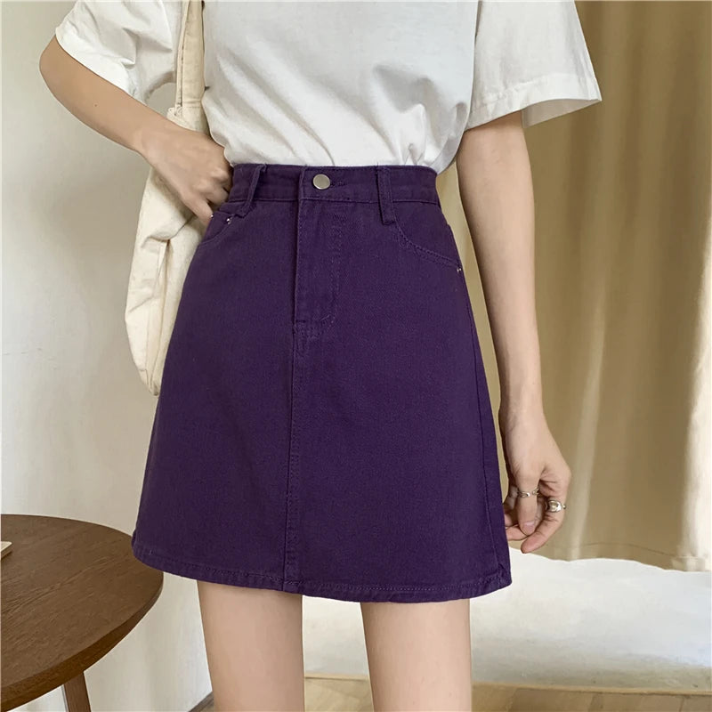 Women’s High Waist A-Line Denim Skirt | Slimming Bodycon Short Skirt Korean Style 2025