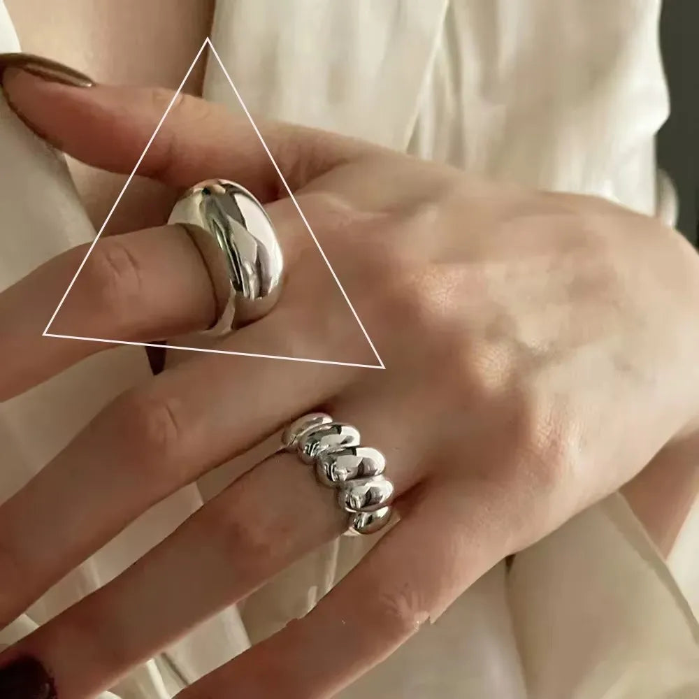 Sam Panda 925 Sterling Silver Adjustable Chain Ring | Vintage Open Finger Ring for Women & Men | Fine Jewelry Gift