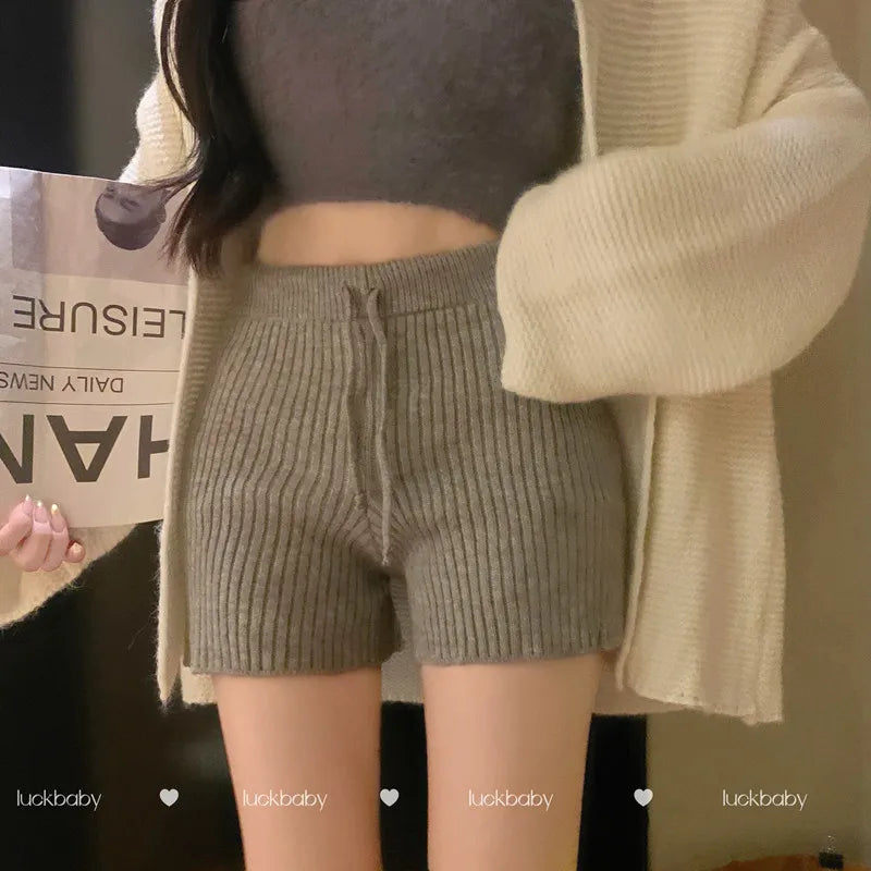 High Waist Knitted Wool Wide-Leg Pants for Women – Autumn Casual Straight Bootcut Trousers