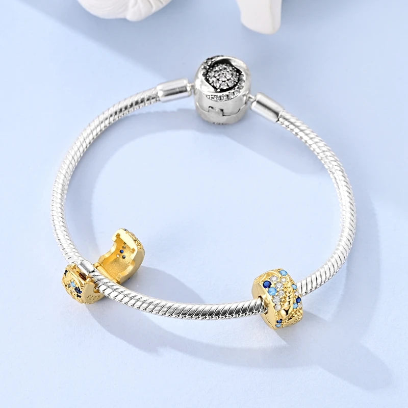 Original 925 Sterling Silver Clip Charm Bead | Round Heart Love Family Charms Fit Bracelet Women DIY Jewelry Gift