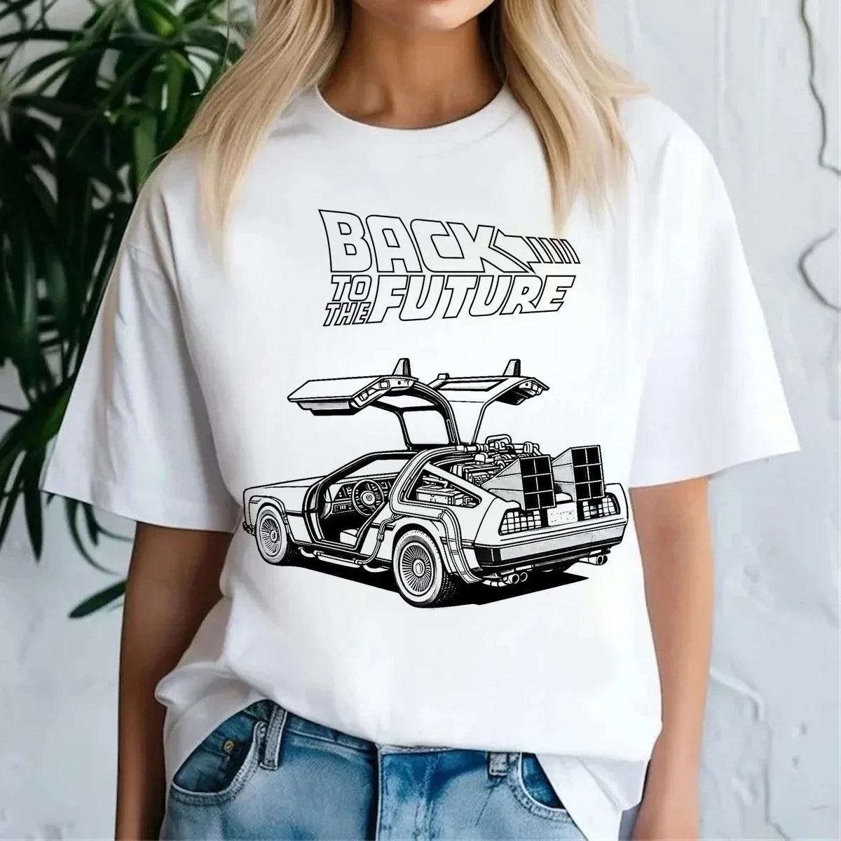 DeLorean Back To The Future Graphic T-Shirt – Kawaii Aesthetic Harajuku Trendy Unisex Tee 🚗⚡