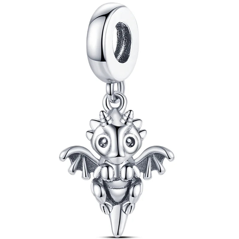 925 Sterling Silver Colorful Charms – Rose, Crown, Rainbow & Heart Dangle Beads Fit Pandora Bracelet & Necklace