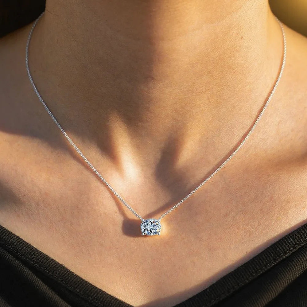 COSYA 1-3CT Oval Cut Moissanite Pendant Necklace – S925 Silver & 18K Gold for Women