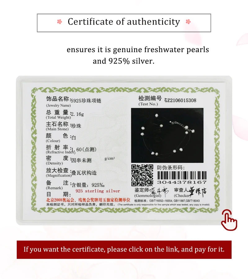 ASHIQI Natural Freshwater Pearl Necklace – 925 Sterling Silver Fashion Jewelry for Girls & Women