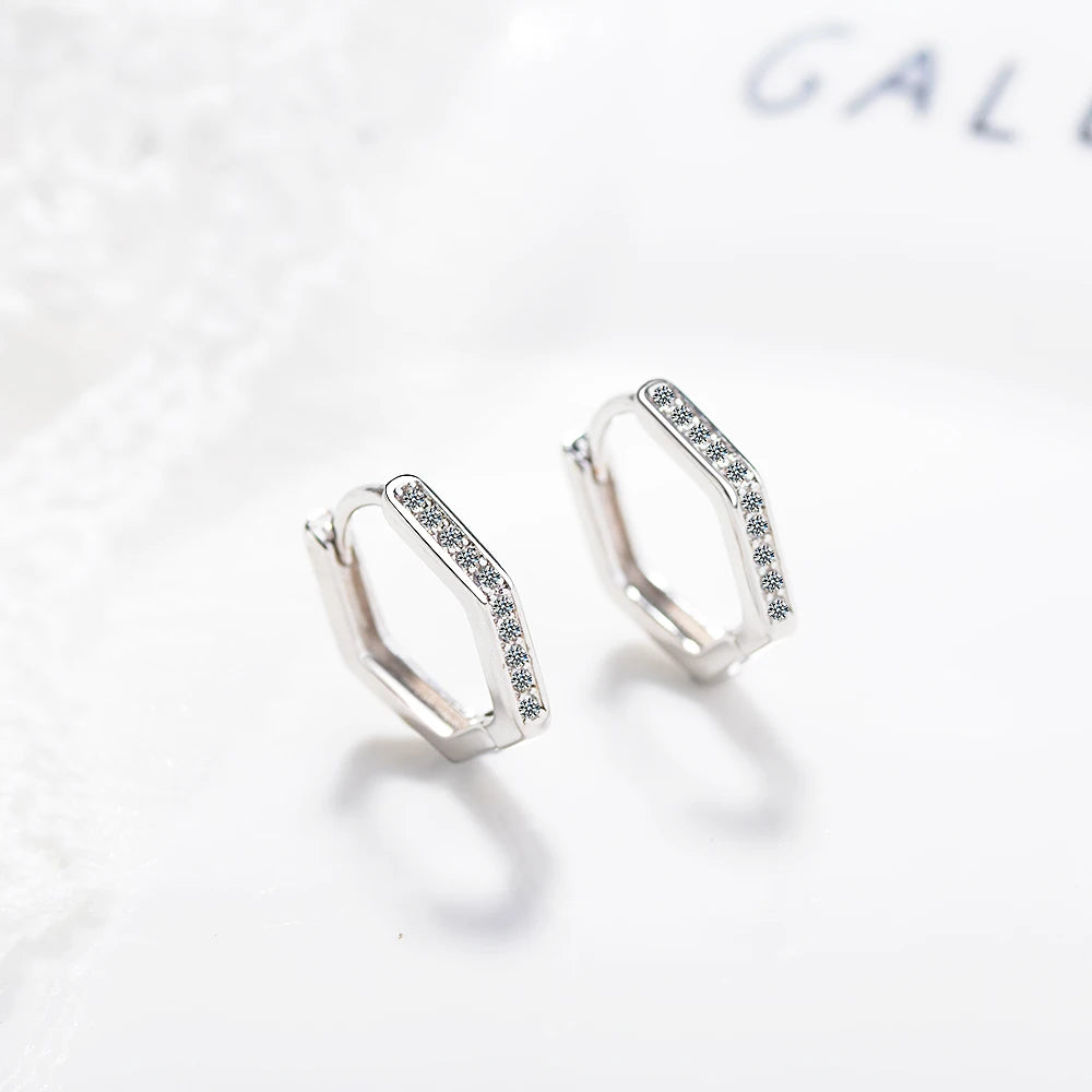 925 Sterling Silver Clear CZ Heart Geometric Hoop Earrings – Women’s Wedding & Engagement Fine Jewelry Gift