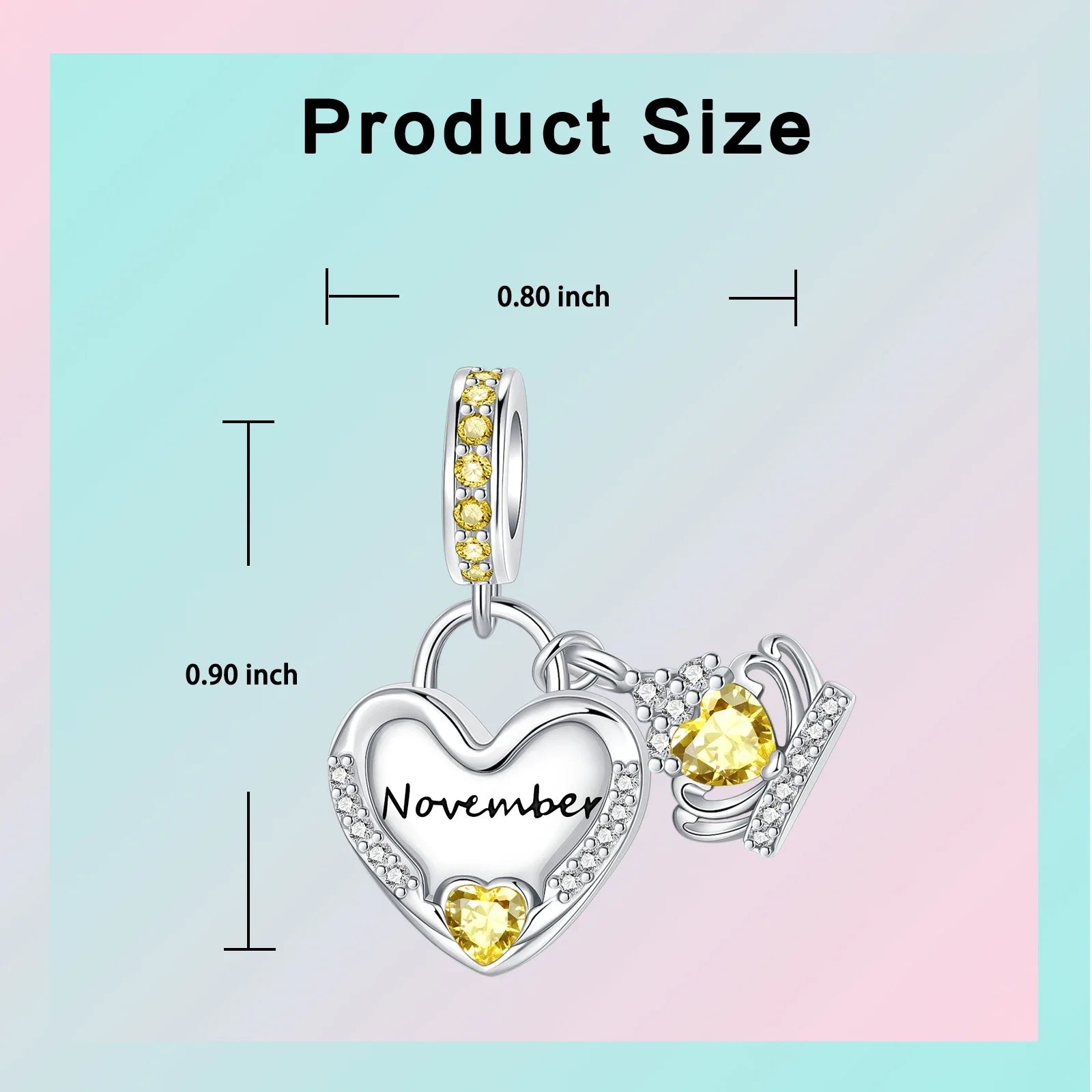 925 Sterling Silver Birthstone Love Pendant Charm | January–December Zircon Bead for Bracelet & Necklace DIY Jewelry Gift