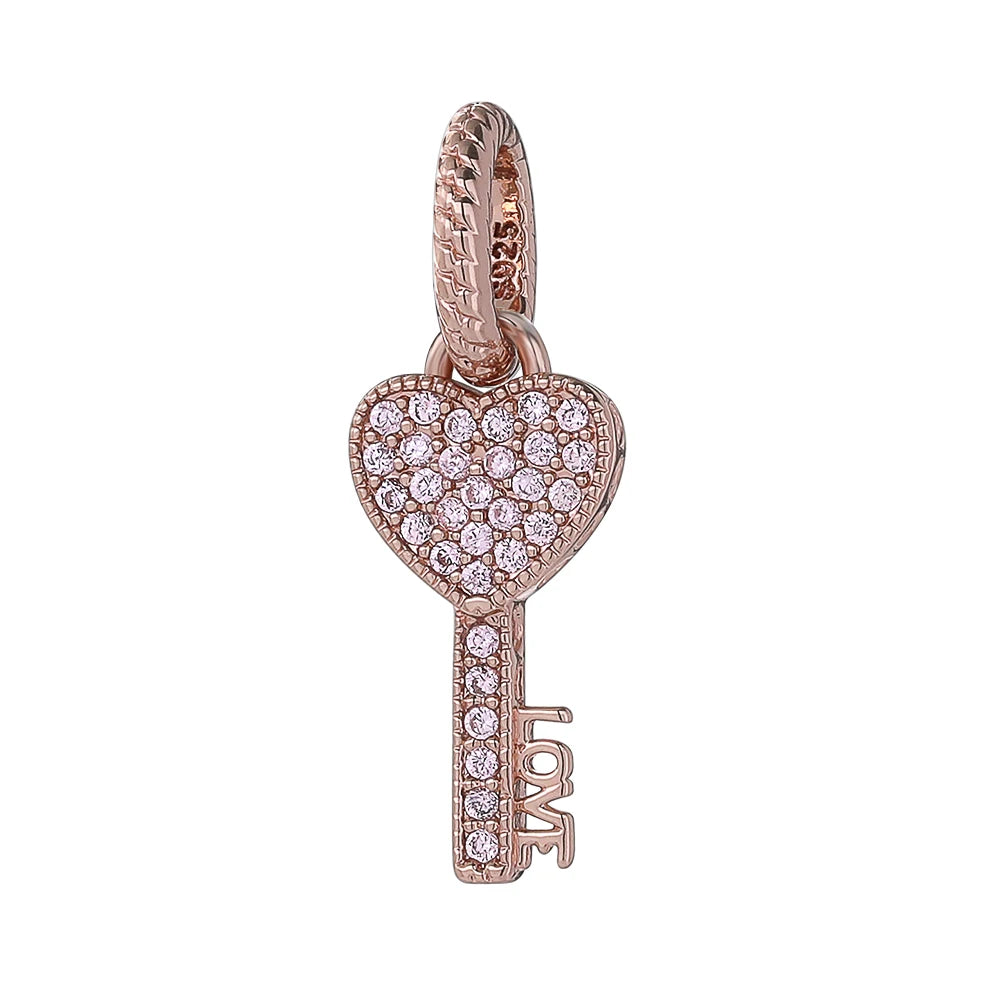 925 Sterling Silver Rose Gold Rabbit & Eiffel Tower Charm | Fit Original European Bracelet DIY Jewelry