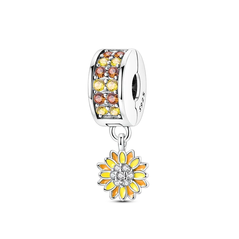 925 Sterling Silver Golden Autumn Charms | Maple Leaf & Pumpkin Beads Fit Original Bracelet DIY Jewelry Gift