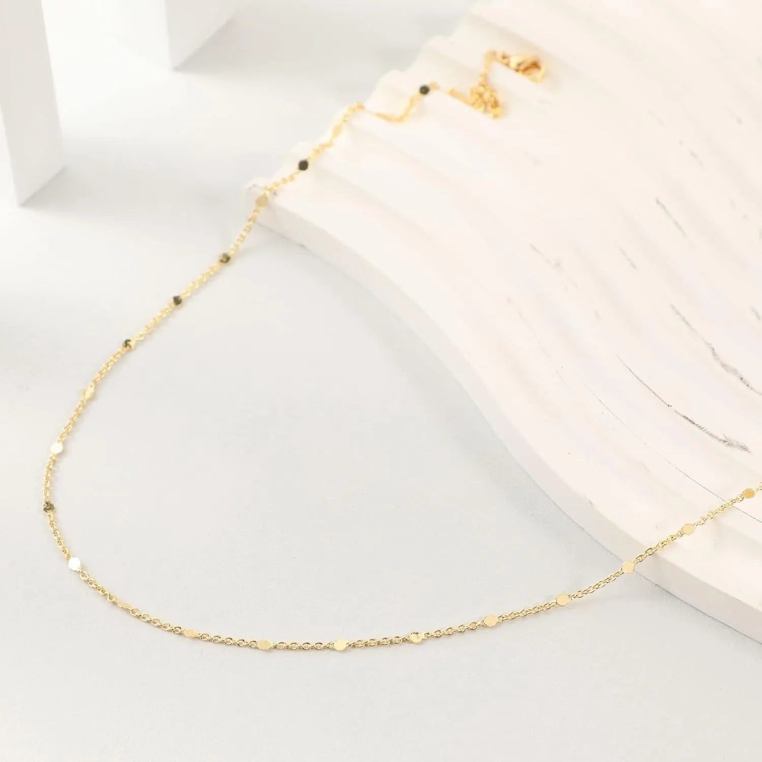 K Gold / Silver Plated Satellite Choker Necklace | Sparkling Station Chain Jewelry for Women