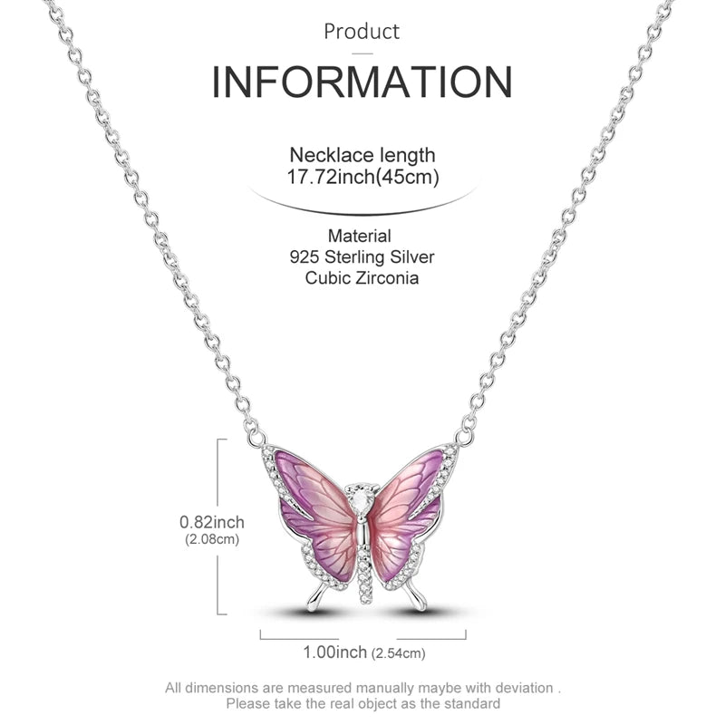 2025 New 925 Sterling Silver Heart & Butterfly Zircon Necklace | Women’s Simple Elegant Jewelry Gift for Anniversary & Birthday