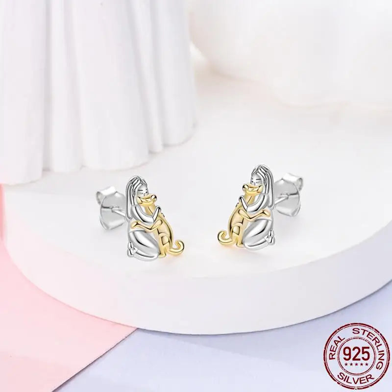 925 Sterling Silver Perfume & Fold-Eared Rabbit Hoop Earrings | Pave CZ Elegant Jewelry Gift for Women & Friends