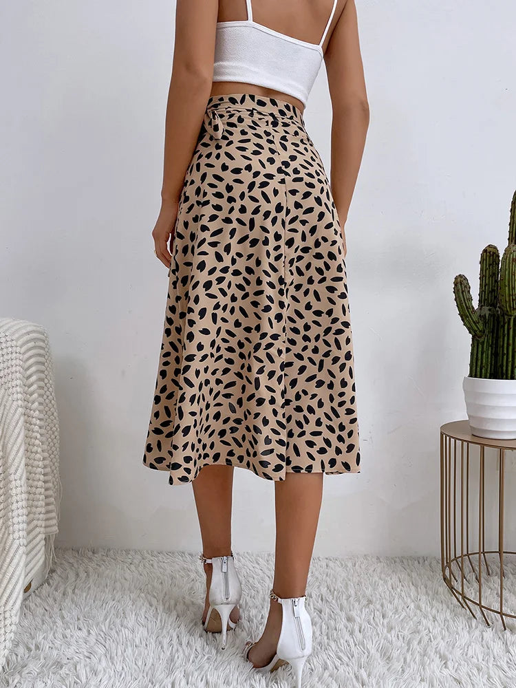 Benuynffy Boho Women’s High Waist Tie Side Wrap Skirt – Summer Asymmetrical Knee-Length A-Line Skirt