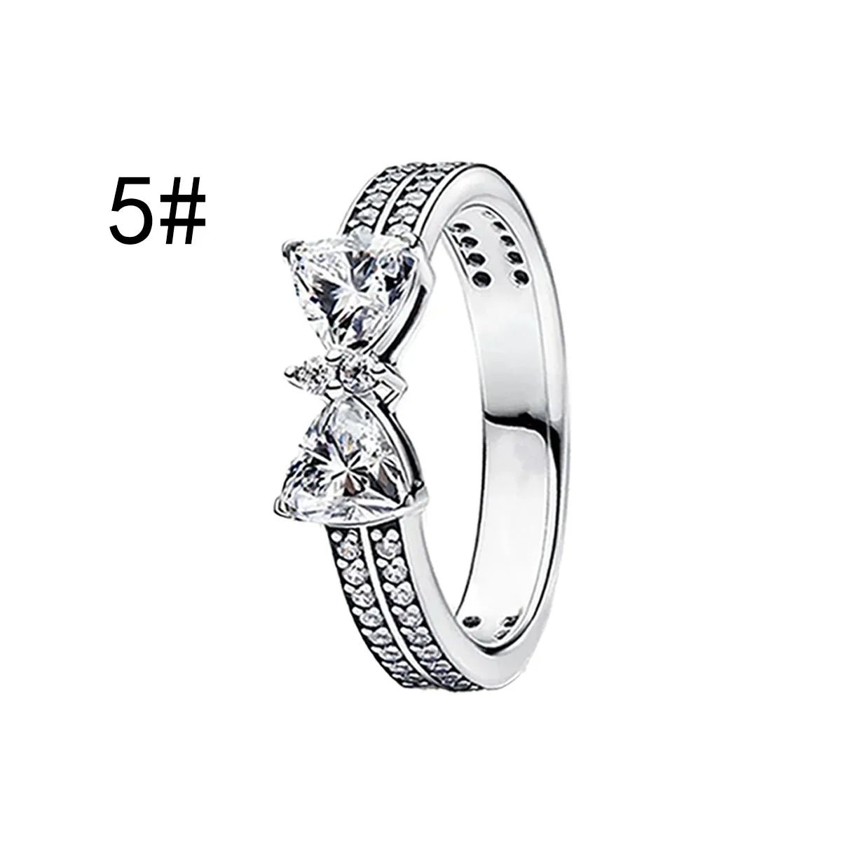 925 Sterling Silver Colorful Bow Necklace Ring Earring Set Crystal Jewelry for Women Gift