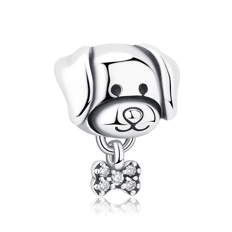 Original Sterling Silver Pet Paw Charm | Love Dog Cat Print Beads for Pandora Bracelets & DIY Jewelry