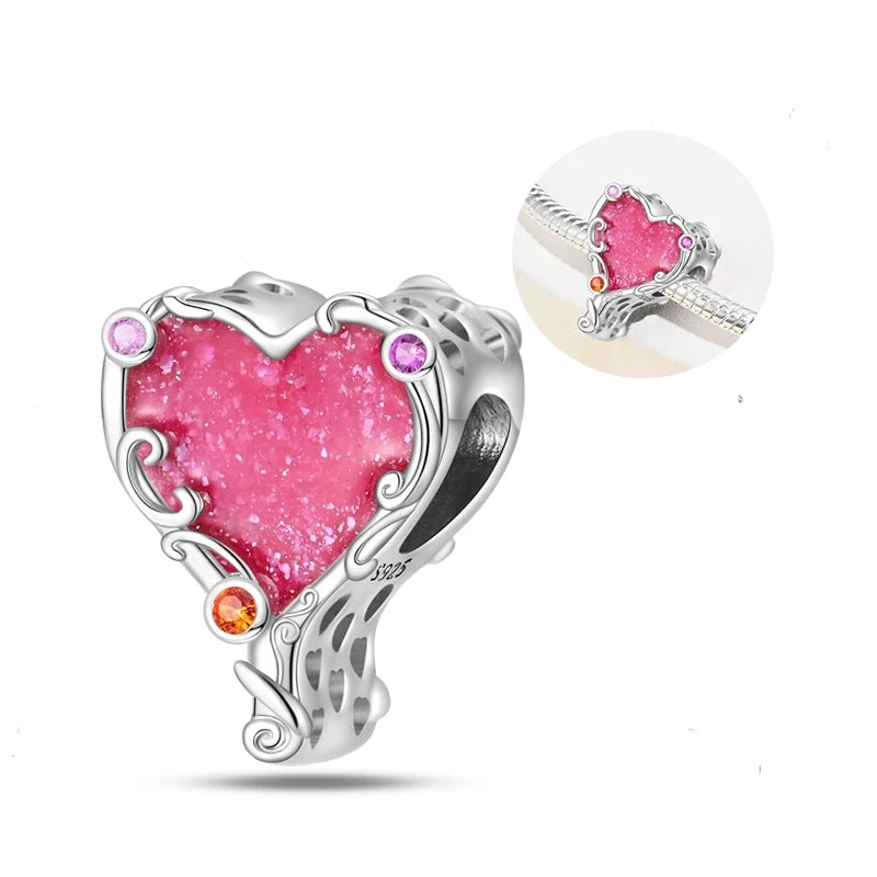 New 925 Sterling Silver Red Heart Charm Bead – Fits Original 3mm Bracelet Lucky DIY Jewelry Gift for Women