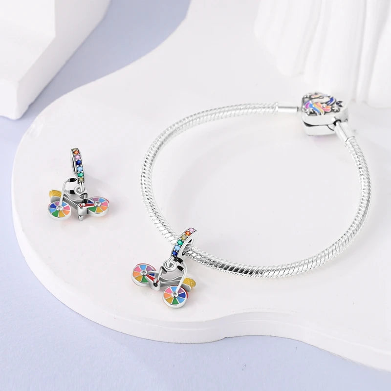 925 Sterling Silver Colorful Luminous Charms | Shell Turtle Star Beads