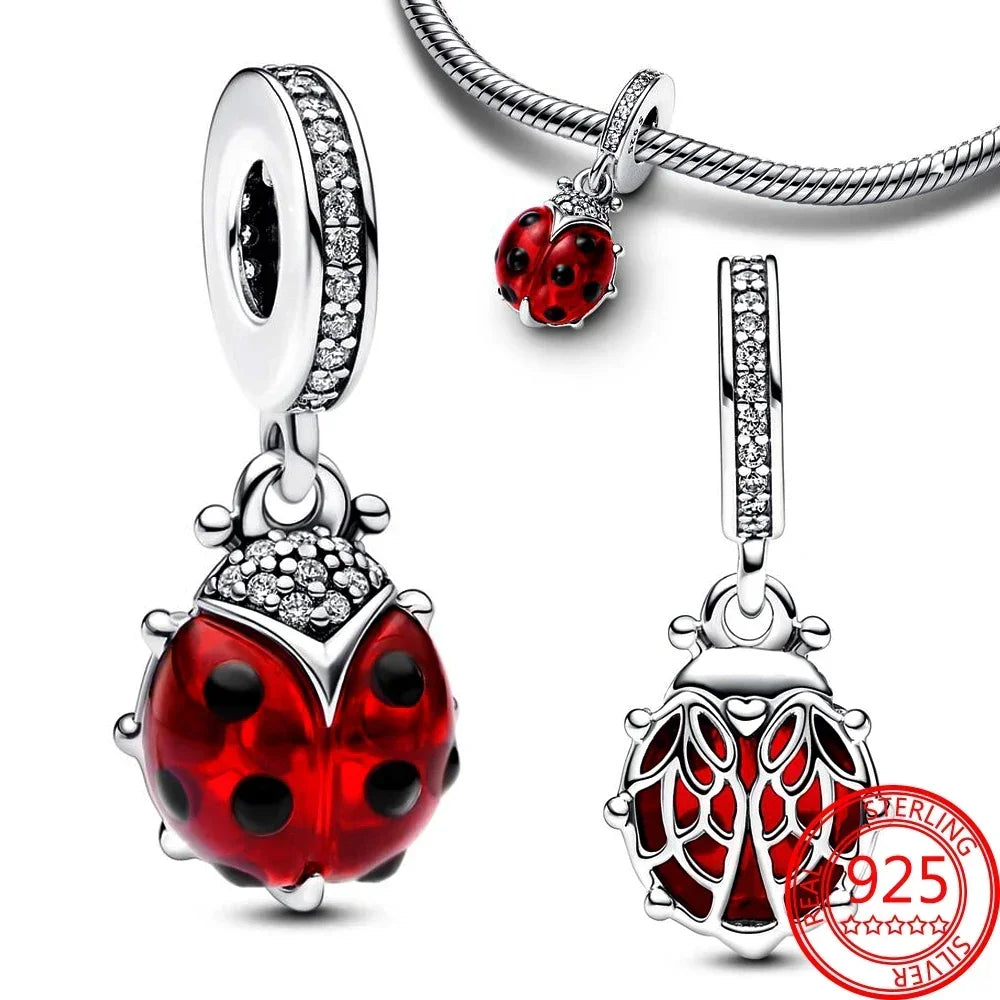 925 Sterling Silver Red Heart Charms | Apple, Rose & Gift Box Beads Fit Original Bracelet Necklace Women Jewelry