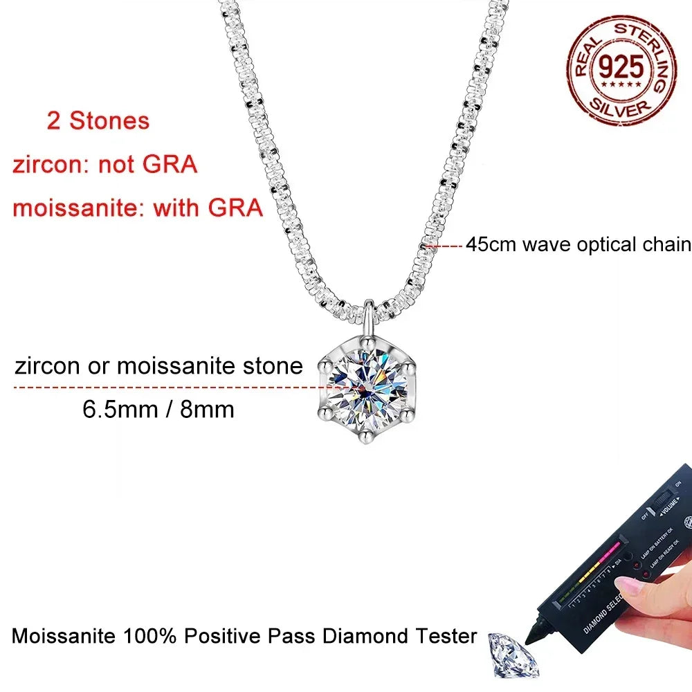 FEOBUR 1/2CT Moissanite Diamond Necklace – 925 Silver Crown Pendant for Women