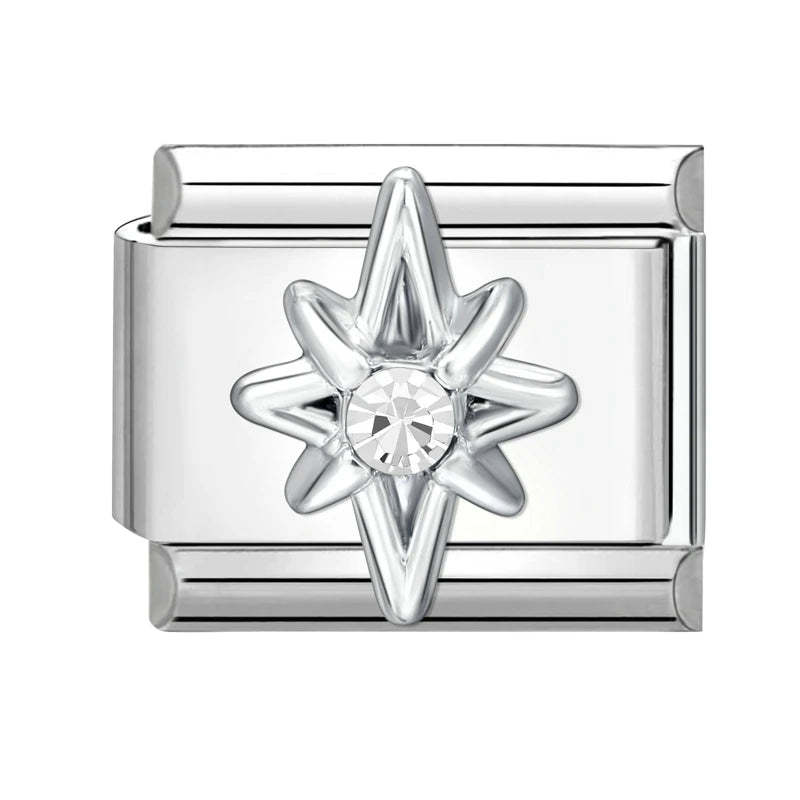 2025 Original Zircon Bow Knot Star Cherry Italian Charm | Stainless Steel 9mm Links DIY Modular Bracelet Jewelry Wholesale