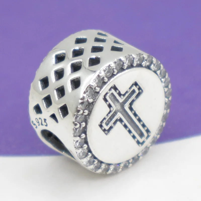 New 925 Sterling Silver Cross, Hope, Alarm Clock & Paw Charm | DIY Fine Beads for Original Bracelets & Pendant Charms for Women