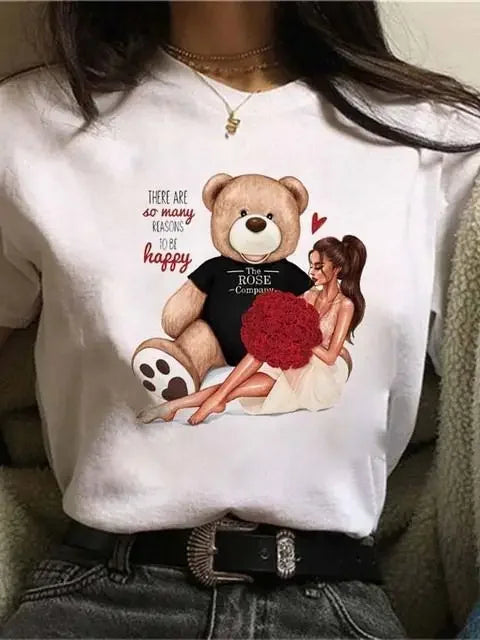 Maycaur Women's Graphic Printed T-Shirt | Korean Harajuku Short Sleeve Top | Fashion Casual Summer Tee