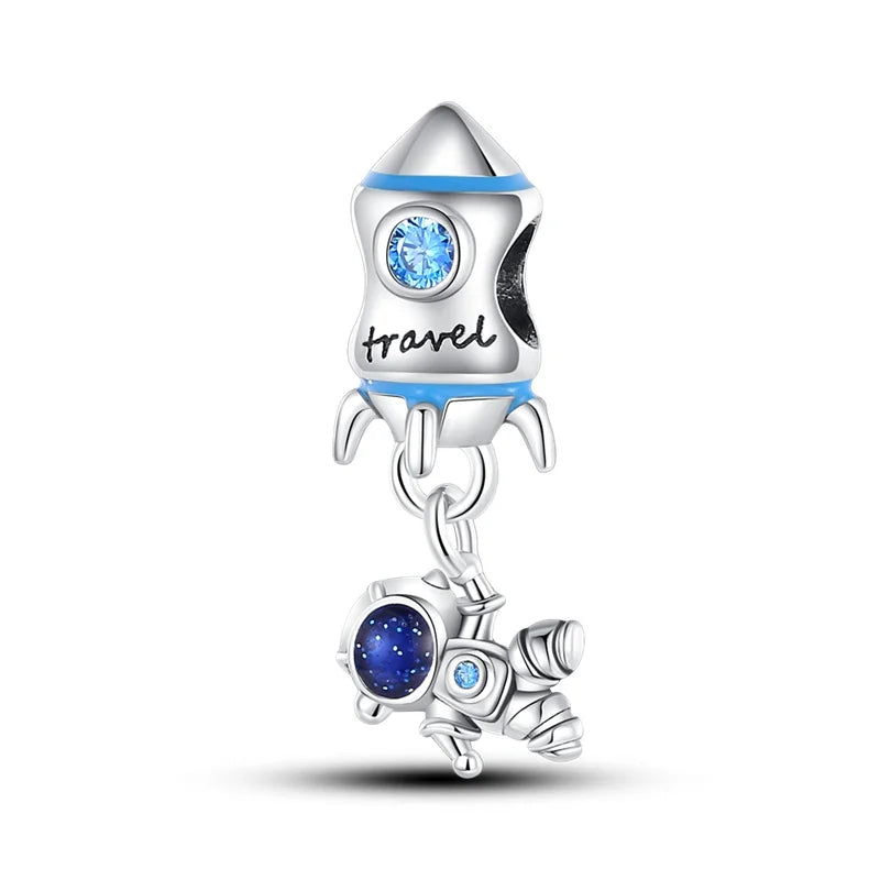 925 Sterling Silver Travel & Luggage Attractions Zircon Charm Beads | Fit Pandora Bracelet