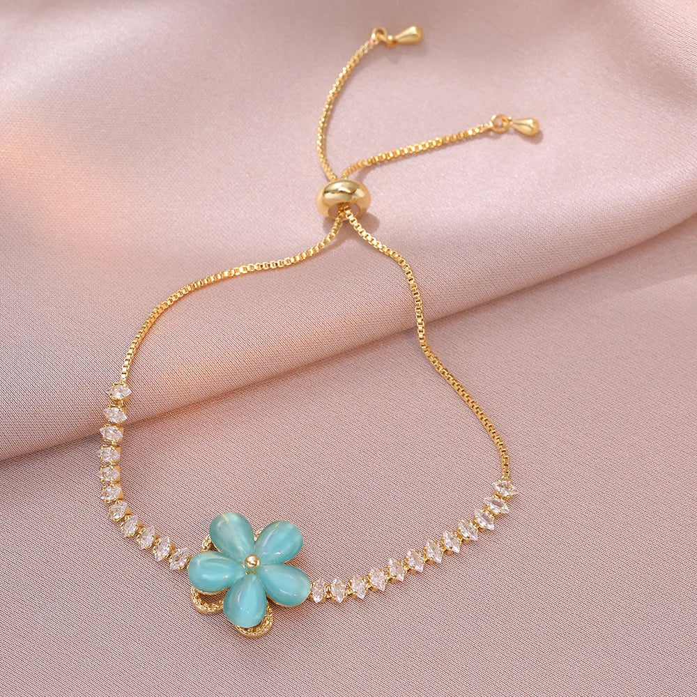 Multicolor Heart Charm Bracelet 💖 Titanium Steel Rhinestone Jewelry