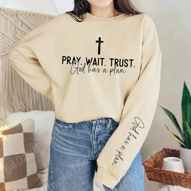 Women’s Uplifting Christian Quote Crewneck Sweatshirt | Oversized Long Sleeve Inspirational Pullover