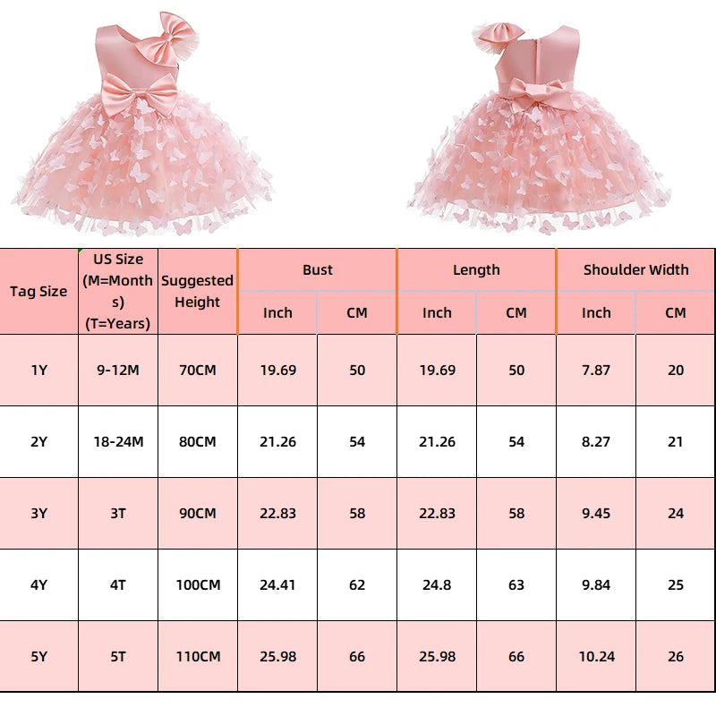 Hello Kitty Girls Princess Butterfly Dress – Toddler Birthday, Wedding & Christmas Party Luxury Gown for Kids
