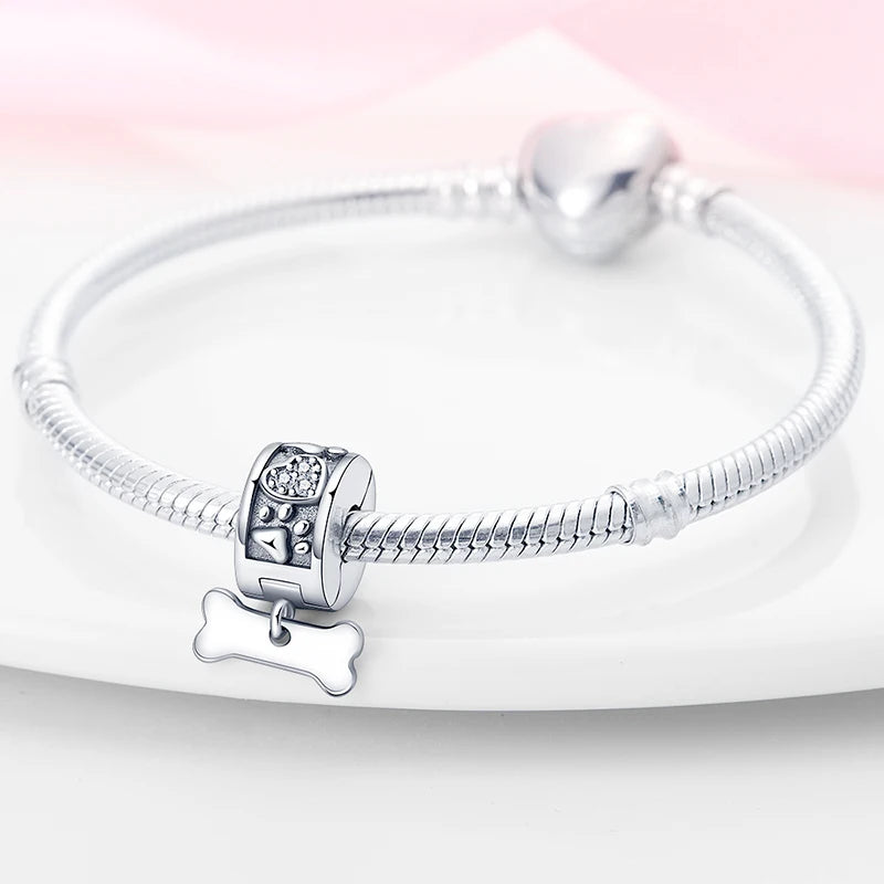 925 Sterling Silver Pave Clip Charms with Safety Chain | Colored Beads Stopper Clasp Fit Original Pandora Bracelet Jewelry