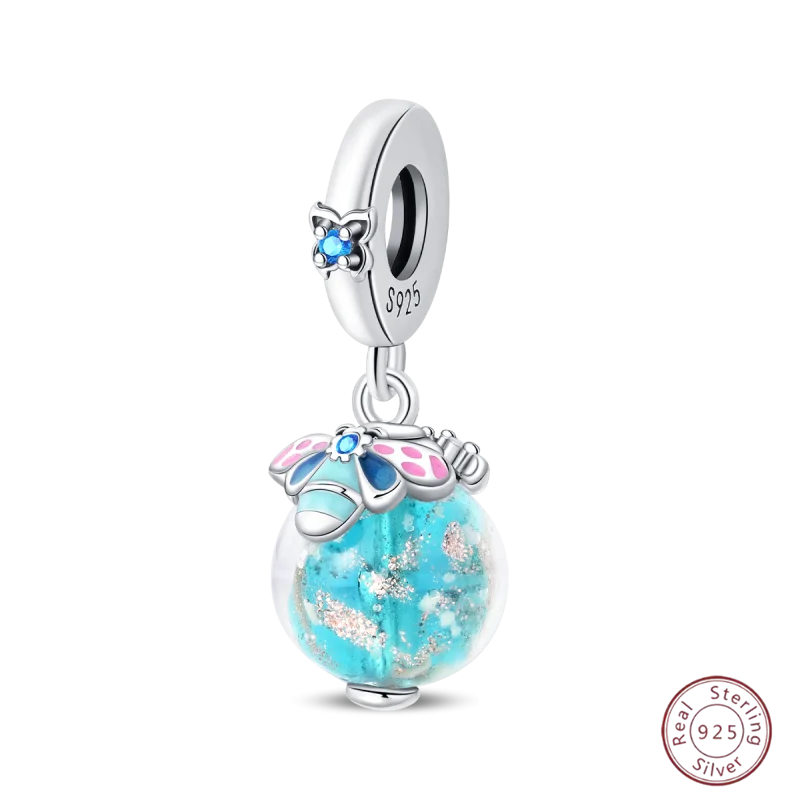 925 Sterling Silver Blue Zircon Ocean Shell Beaded Pendant | Fit Original 3mm Bracelet Women’s Fine Jewelry