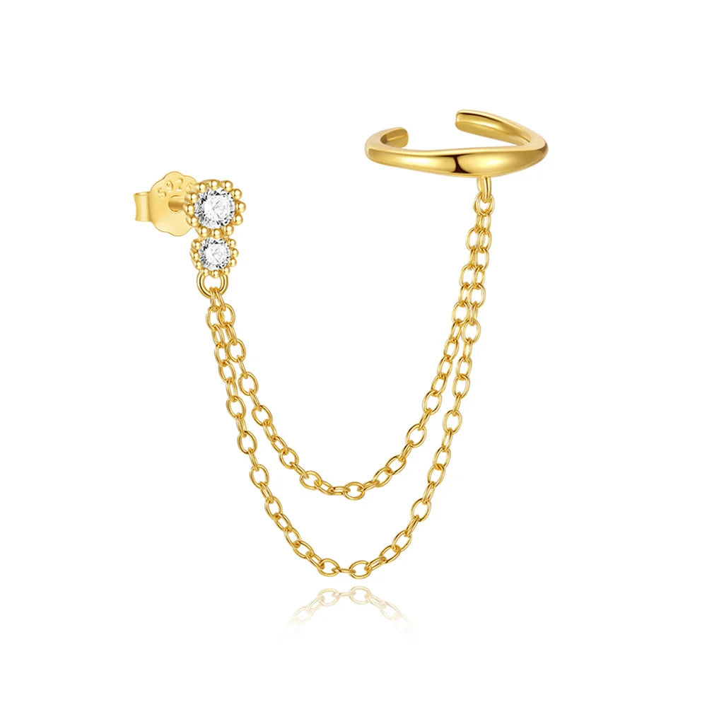 CANNER 925 Sterling Silver Horse Eye Tassel Zircon Drop Earrings – Minimalist Geometric Jewelry for Women