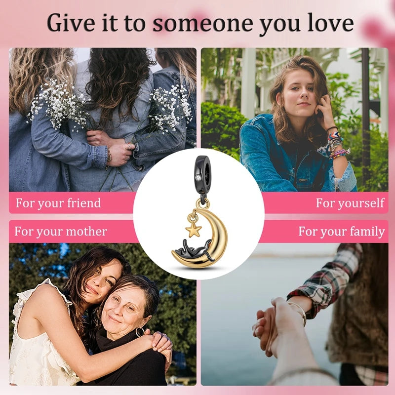 925 Sterling Silver Gold Charms Beads | Leopard, Butterfly, Firefly & Bee Dangle Fit Original Bracelet Women DIY Jewelry Gift