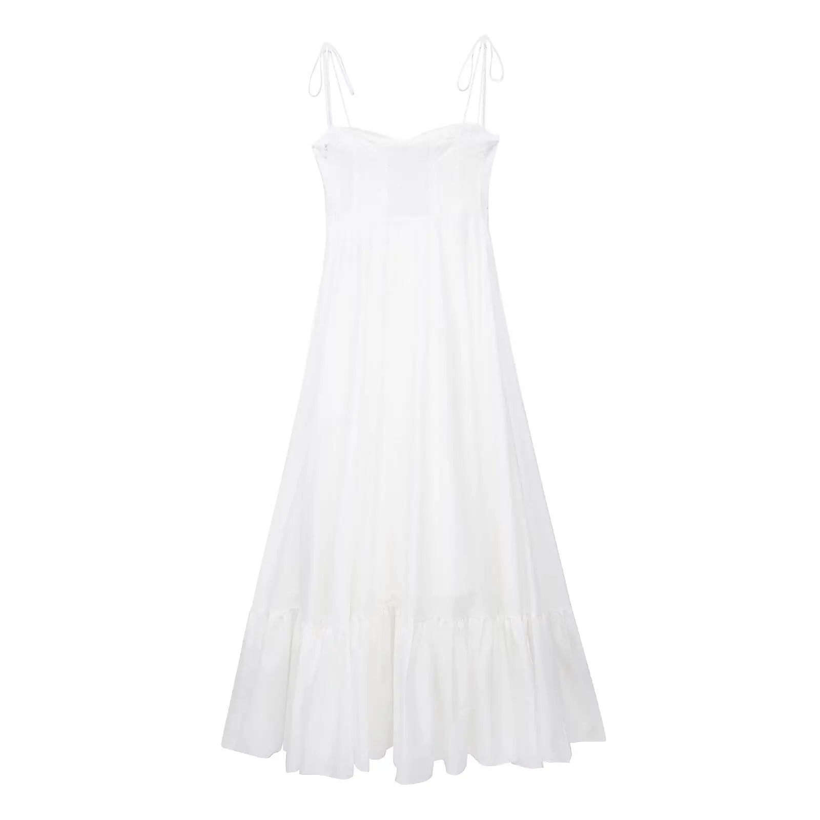 ✨ TFMLN Elegant Women's Tiered Long Dress 👗 Summer High-Waist A-Line Party Dress 🌸 Solid Color Soft Fashion