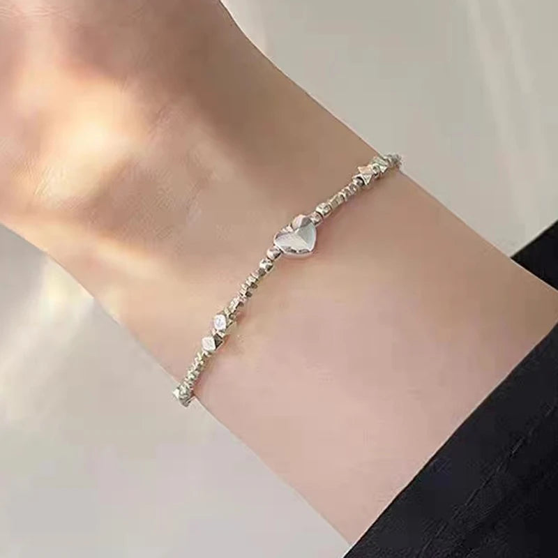 925 Sterling Silver Crushed Silver Bracelet – Irregular Jewelry for Women & Girls