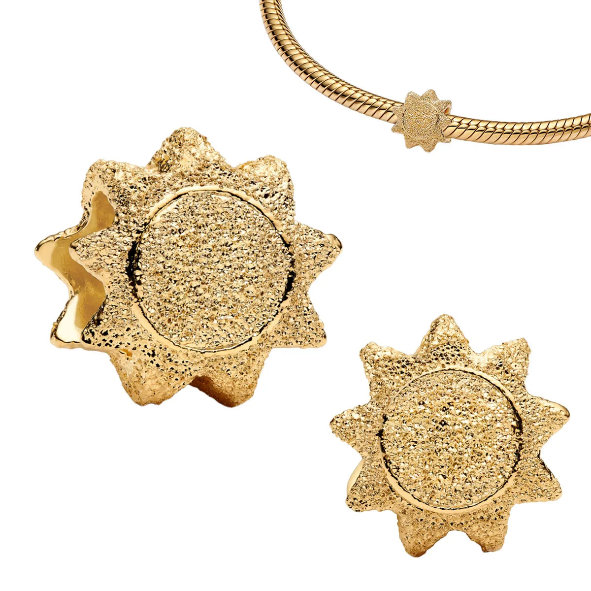 925 Sterling Silver Golden Geometry Set Charms | Heart Star Earrings Rings Bracelets Necklaces Women DIY Jewelry Gift