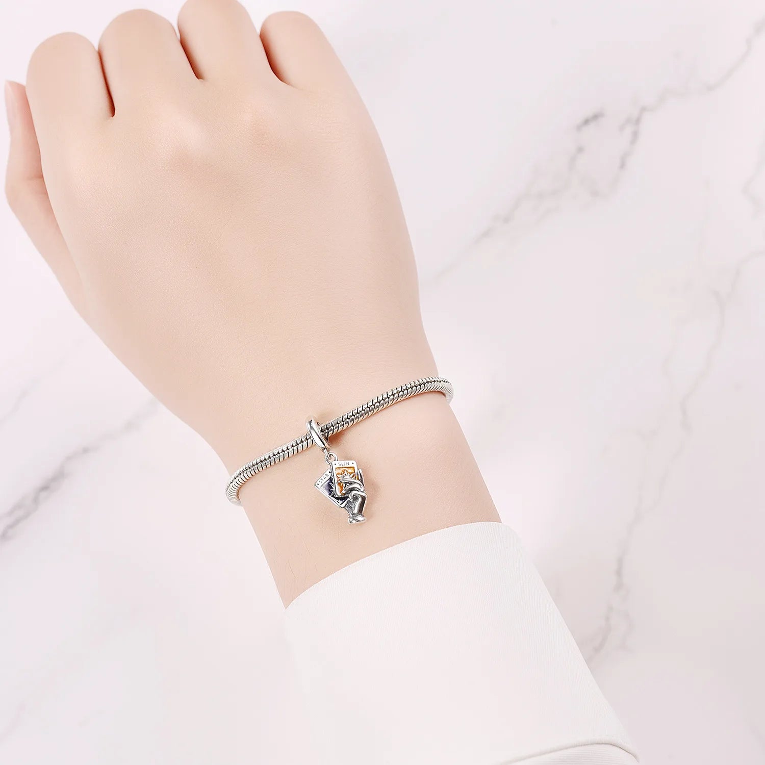 925 Sterling Silver Lovers Charms | Star Moon Sun & Magic Tarot Card Pendant for Bracelet Necklace DIY Jewelry Gift