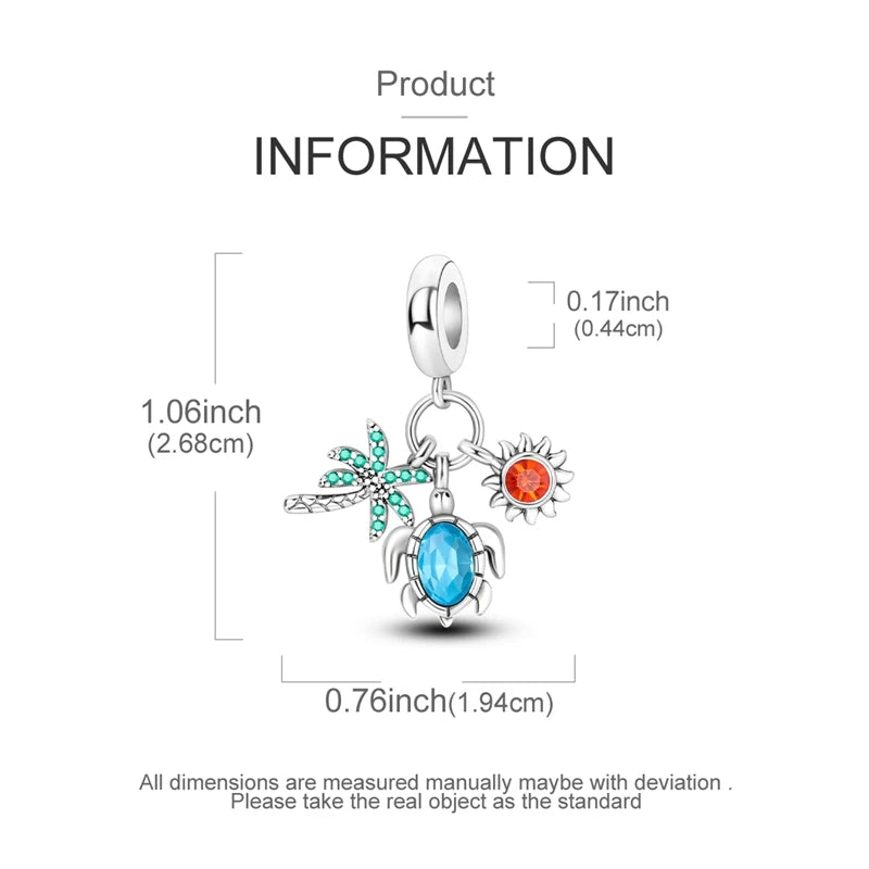 New Summer Ocean Silver Plated Sea Turtle & Starfish Shell Charm | DIY Bracelet Jewelry for Women