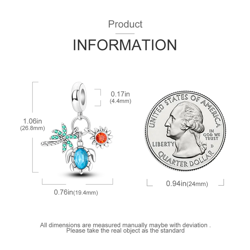 925 Sterling Silver Summer Ocean Collection Charms | Dangle Beads for Women Lover DIY Fine Jewelry Gift