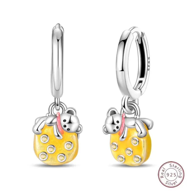 New Original 925 Sterling Silver Sweetheart Bow & Crab Ocean Earrings | Donut Zircon Round Design Women’s Fine Jewelry