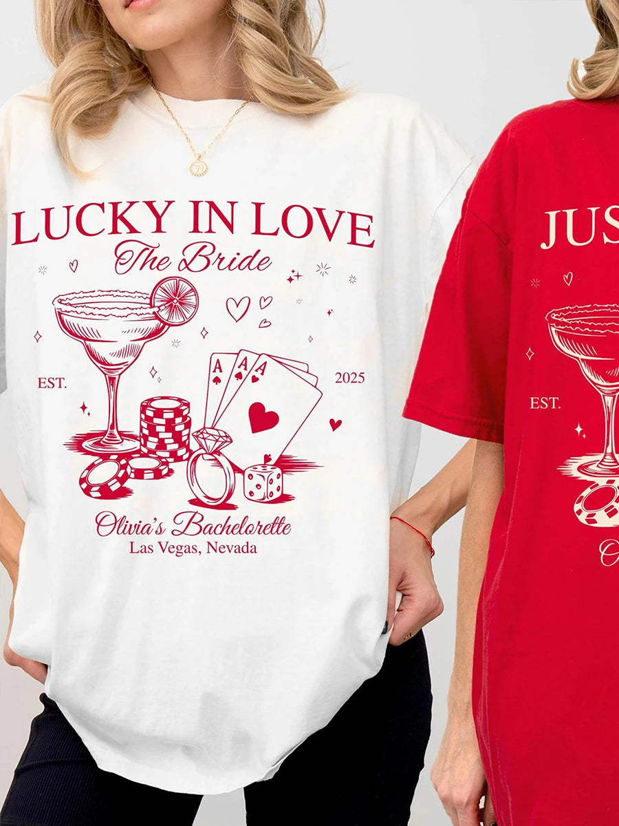 Lucky In Love Las Vegas Shirt 💍✨ Custom Bachelorette Party Unisex Tee