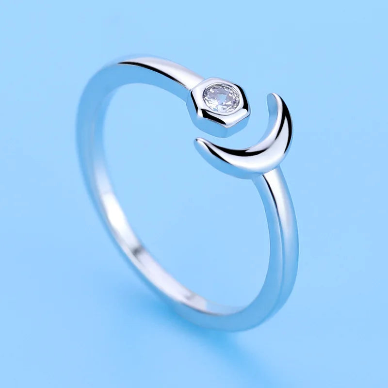 925 Sterling Silver Adjustable Zircon Ring – Elegant Simplicity Fashion Jewelry for Women Wedding Party Gift